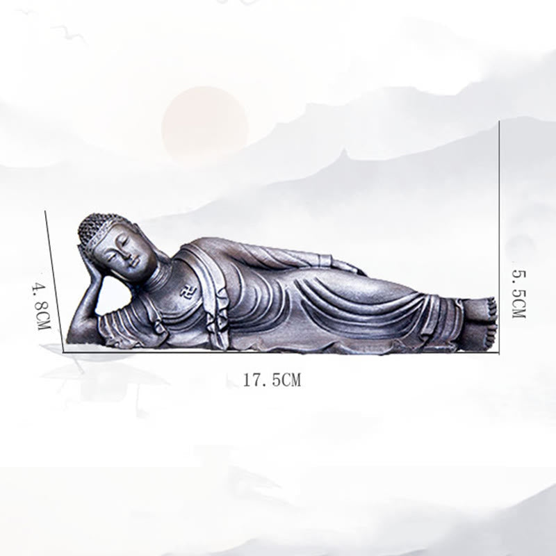 Mythstone Reclining Buddha Shakyamuni Iron Powder Rust Cast Resin Statue Home Decoration