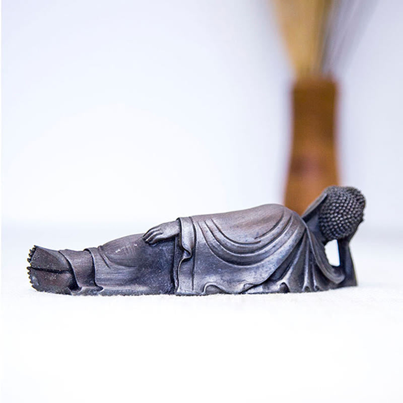 Mythstone Reclining Buddha Shakyamuni Iron Powder Rust Cast Resin Statue Home Decoration