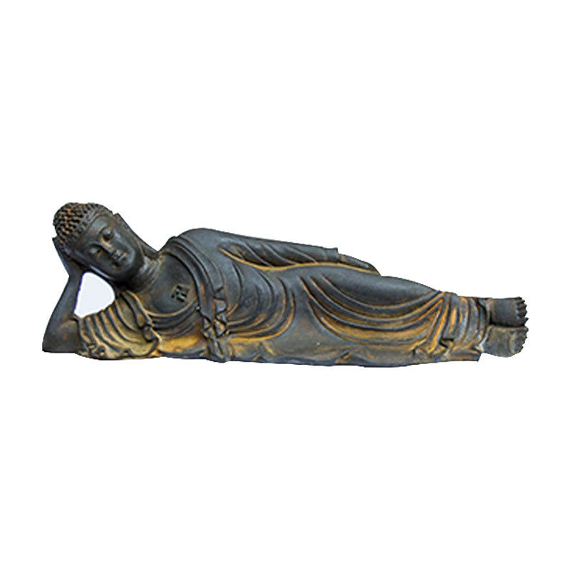 Mythstone Reclining Buddha Shakyamuni Iron Powder Rust Cast Resin Statue Home Decoration