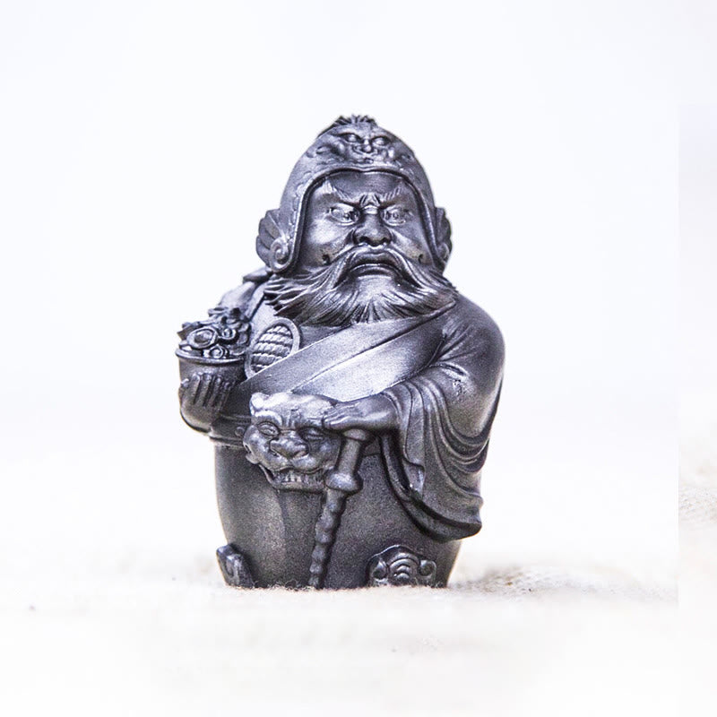 Mythstone Handmade Literary Military God of Wealth Iron Powder Rust Cast Resin Statue Home Decoration