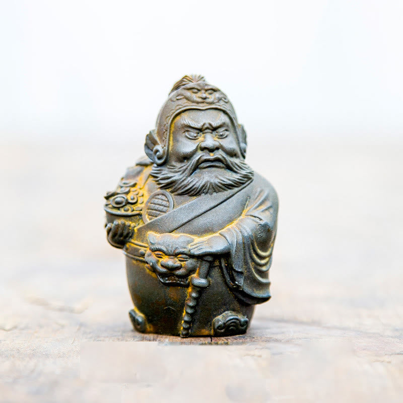 Mythstone Handmade Literary Military God of Wealth Iron Powder Rust Cast Resin Statue Home Decoration