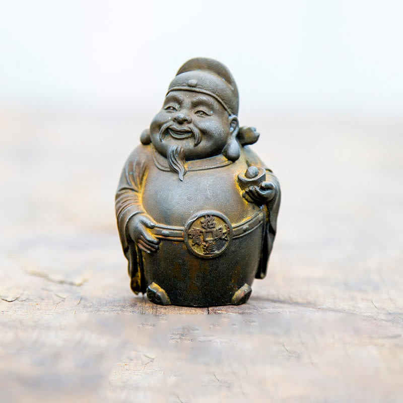 Mythstone Handmade Literary Military God of Wealth Iron Powder Rust Cast Resin Statue Home Decoration