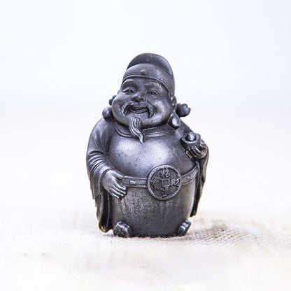 Mythstone Handmade Literary Military God of Wealth Iron Powder Rust Cast Resin Statue Home Decoration