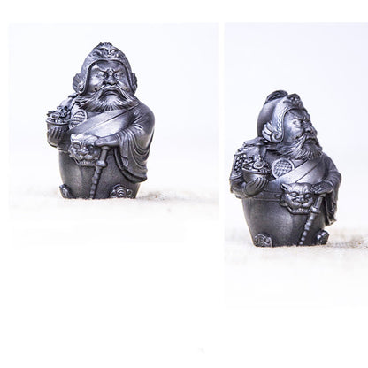 Mythstone Handmade Literary Military God of Wealth Iron Powder Rust Cast Resin Statue Home Decoration