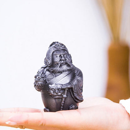 Mythstone Handmade Literary Military God of Wealth Iron Powder Rust Cast Resin Statue Home Decoration