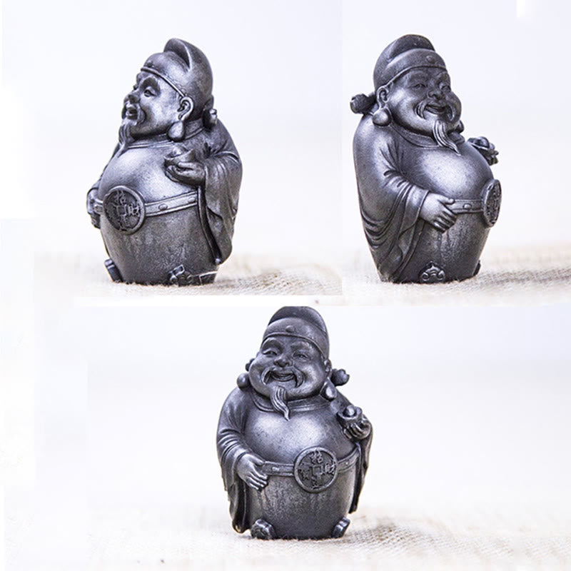 Mythstone Handmade Literary Military God of Wealth Iron Powder Rust Cast Resin Statue Home Decoration