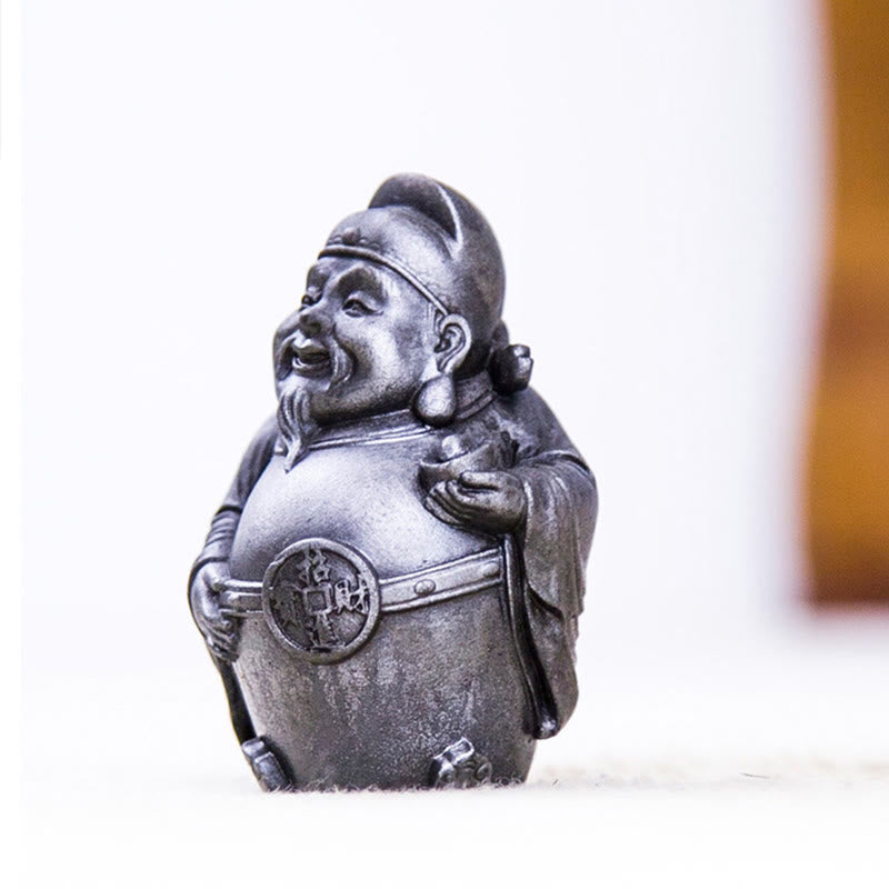 Mythstone Handmade Literary Military God of Wealth Iron Powder Rust Cast Resin Statue Home Decoration