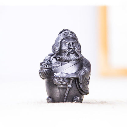 Mythstone Handmade Literary Military God of Wealth Iron Powder Rust Cast Resin Statue Home Decoration