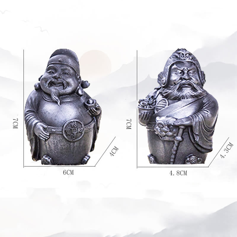 Mythstone Handmade Literary Military God of Wealth Iron Powder Rust Cast Resin Statue Home Decoration