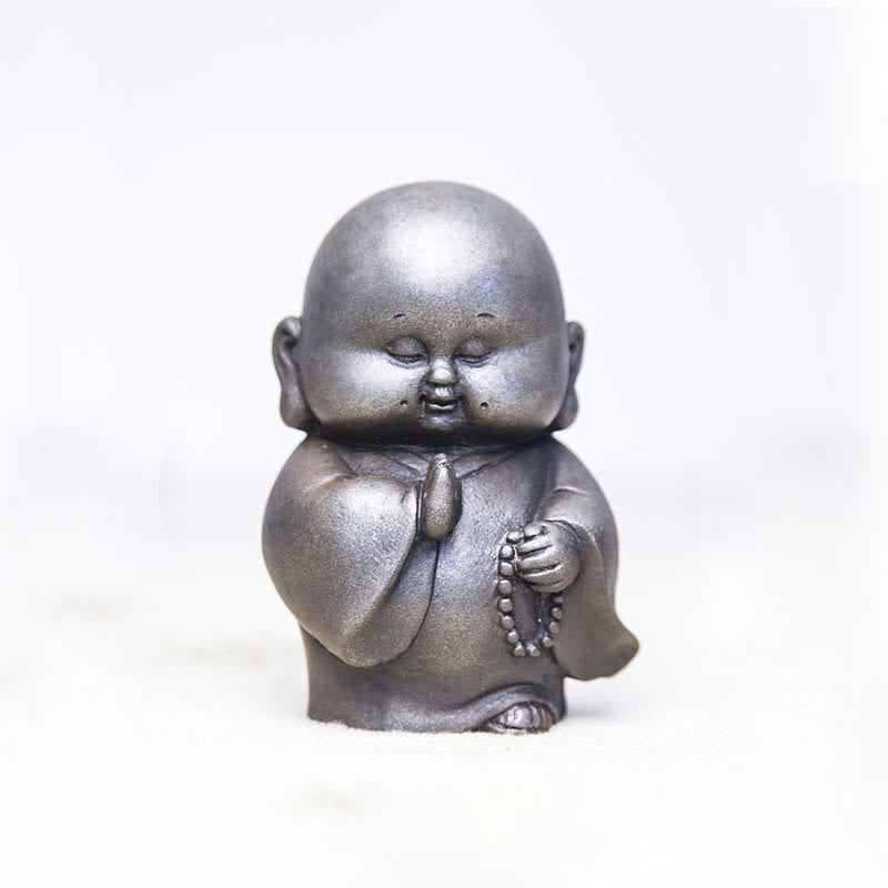 Mythstone Handmade Little Monk Iron Powder Rust Cast Resin Statue Home Decoration