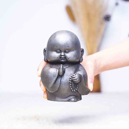 Mythstone Handmade Little Monk Iron Powder Rust Cast Resin Statue Home Decoration