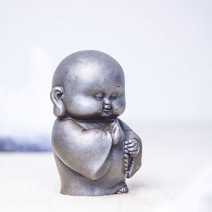 Mythstone Handmade Little Monk Iron Powder Rust Cast Resin Statue Home Decoration