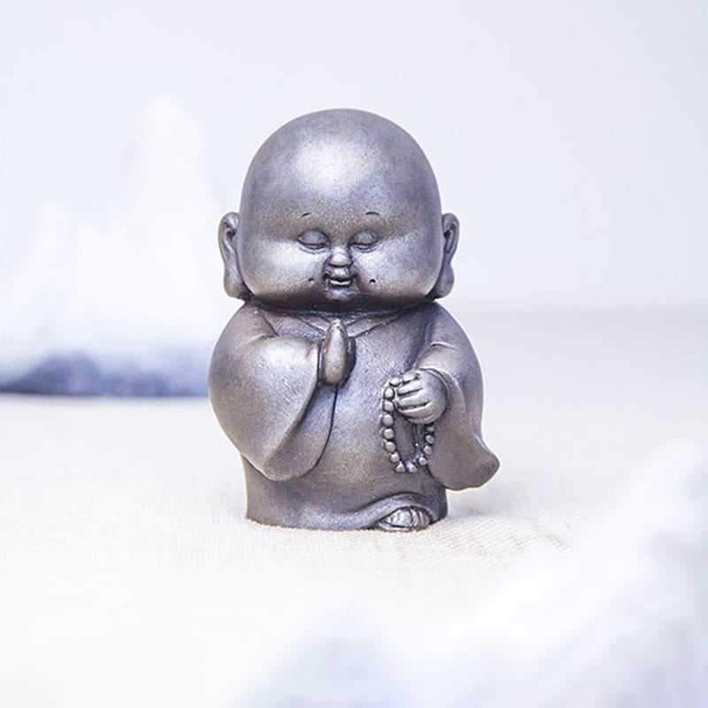 Mythstone Handmade Little Monk Iron Powder Rust Cast Resin Statue Home Decoration