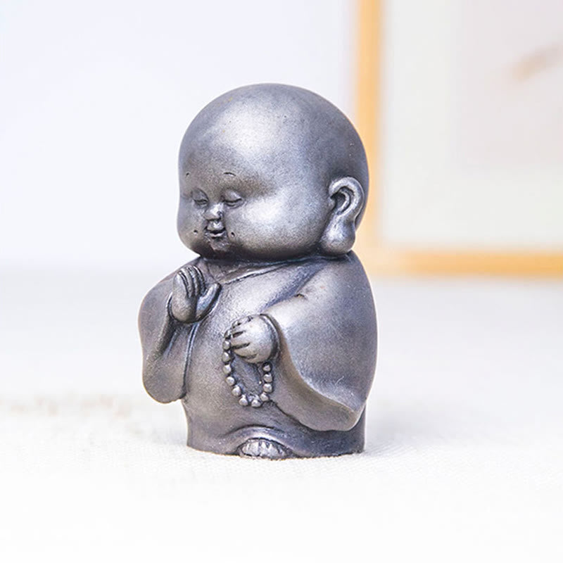 Mythstone Handmade Little Monk Iron Powder Rust Cast Resin Statue Home Decoration