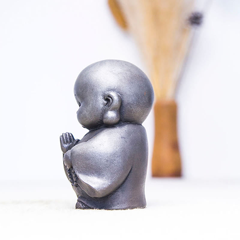 Mythstone Handmade Little Monk Iron Powder Rust Cast Resin Statue Home Decoration