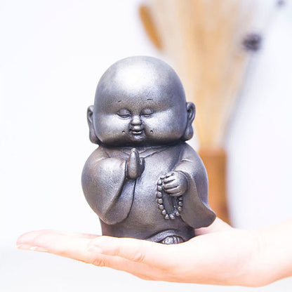 Mythstone Handmade Little Monk Iron Powder Rust Cast Resin Statue Home Decoration