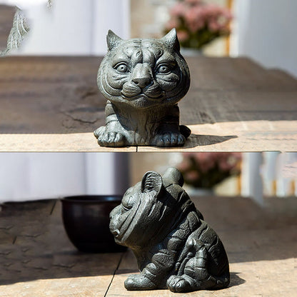 Mythstone Handmade Small Lovely Tiger Iron Powder Rust Cast Resin Statue Home Decoration