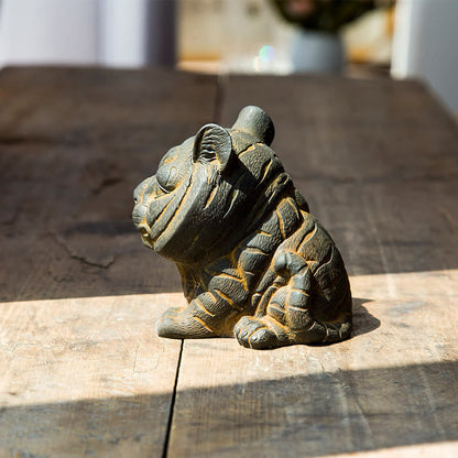 Mythstone Handmade Small Lovely Tiger Iron Powder Rust Cast Resin Statue Home Decoration