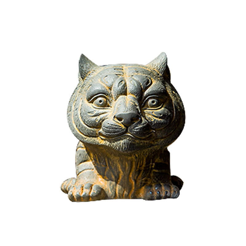 Mythstone Handmade Small Lovely Tiger Iron Powder Rust Cast Resin Statue Home Decoration