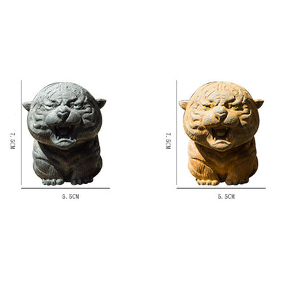 Mythstone Handmade Mini Roaring Tiger Iron Powder Rust Cast Resin Statue Home Decoration