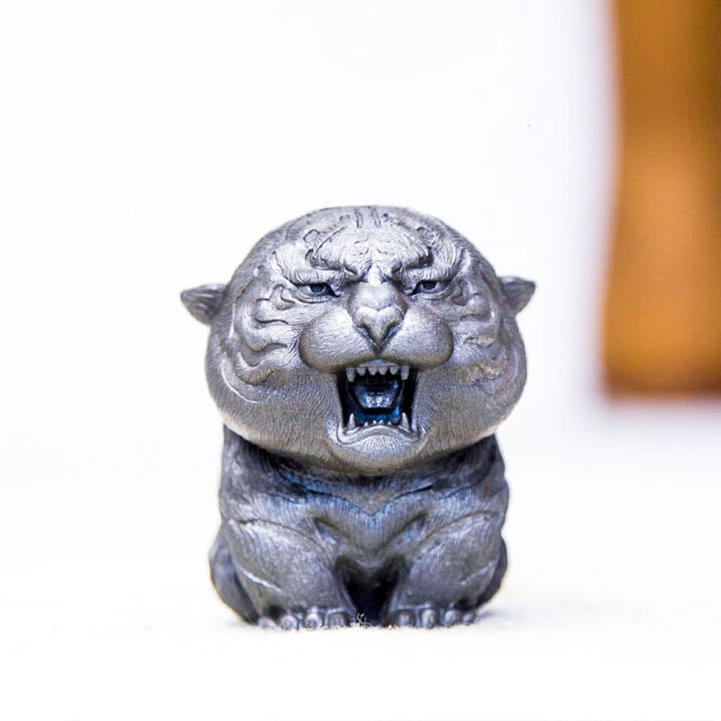 Mythstone Handmade Mini Roaring Tiger Iron Powder Rust Cast Resin Statue Home Decoration