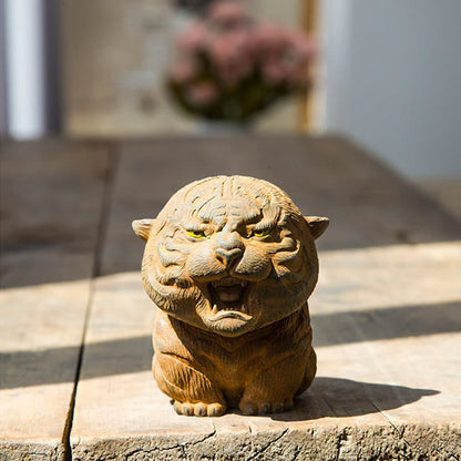 Mythstone Handmade Mini Roaring Tiger Iron Powder Rust Cast Resin Statue Home Decoration