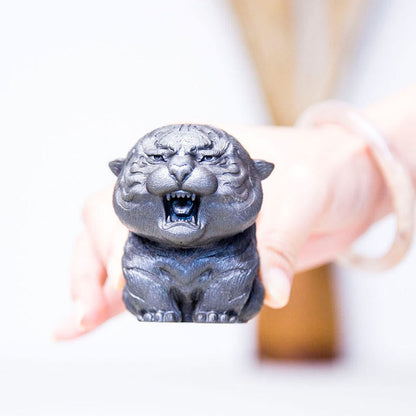 Mythstone Handmade Mini Roaring Tiger Iron Powder Rust Cast Resin Statue Home Decoration