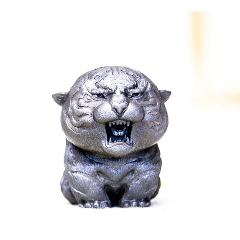 Mythstone Handmade Mini Roaring Tiger Iron Powder Rust Cast Resin Statue Home Decoration