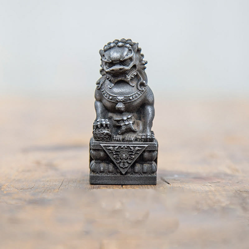 Mythstone Handmade Lion Fu Foo Dogs Iron Powder Rust Cast Resin Statue Ward Off Evil Protection Home Decoration