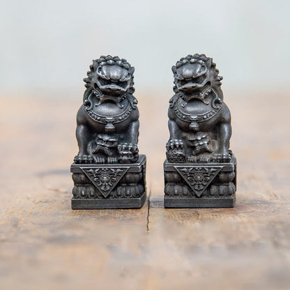 Mythstone Handmade Lion Fu Foo Dogs Iron Powder Rust Cast Resin Statue Ward Off Evil Protection Home Decoration