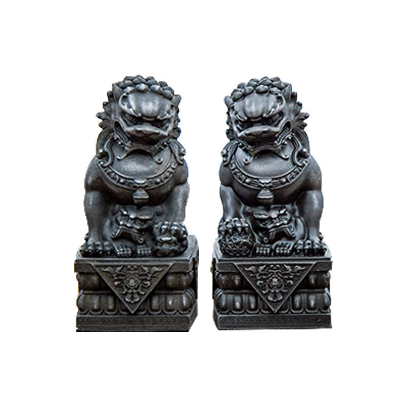 Mythstone Handmade Lion Fu Foo Dogs Iron Powder Rust Cast Resin Statue Ward Off Evil Protection Home Decoration