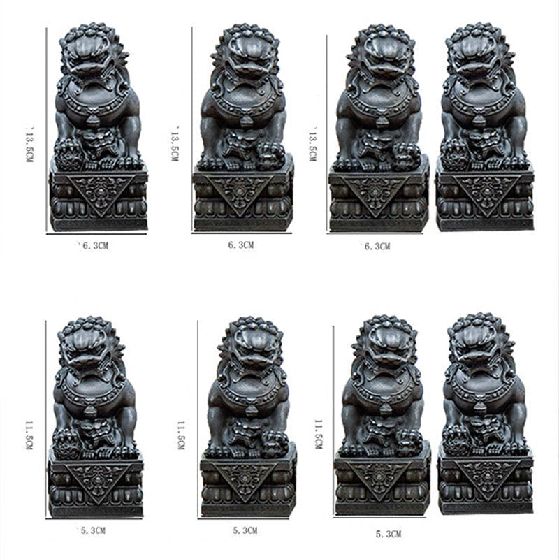 Mythstone Handmade Lion Fu Foo Dogs Iron Powder Rust Cast Resin Statue Ward Off Evil Protection Home Decoration