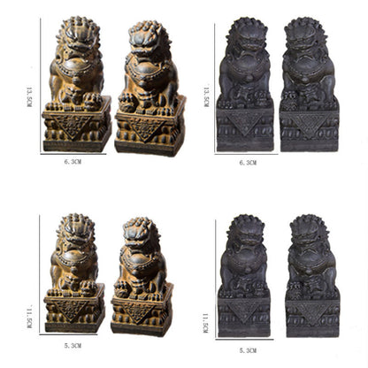 Mythstone Handmade Lion Fu Foo Dogs Iron Powder Rust Cast Resin Statue Ward Off Evil Protection Home Decoration