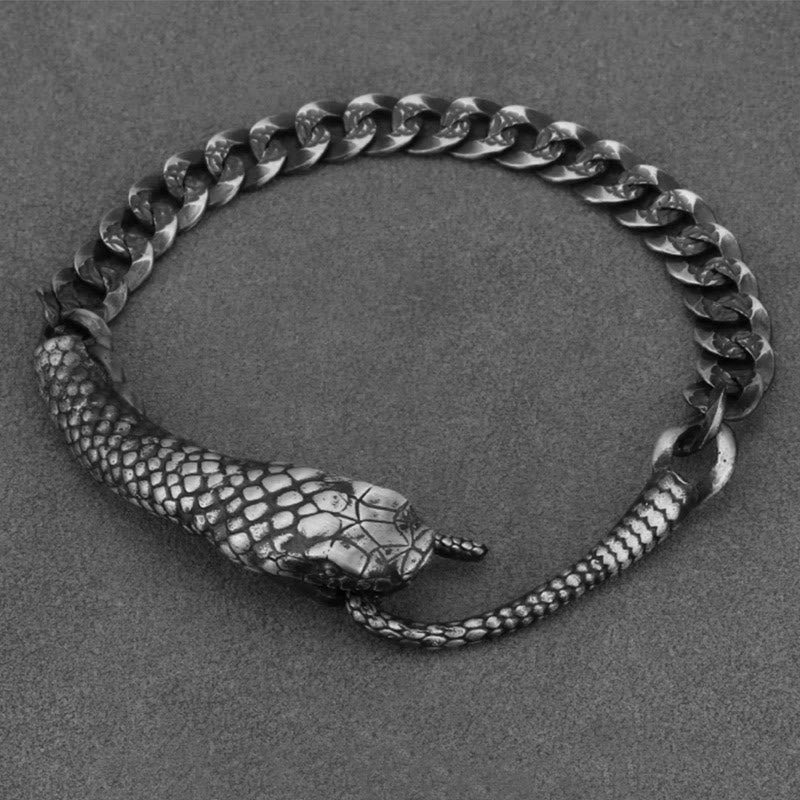 Mythstone Sterling Silver Snake Shape Texture Year Of The Snake Blessing Bracelet