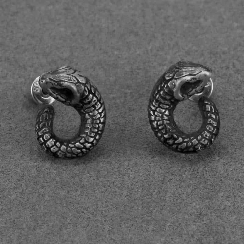 Mythstone 999 Sterling Silver Snake Texture Year Of The Snake Protection Balance Earrings