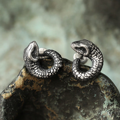 Mythstone 999 Sterling Silver Snake Texture Year Of The Snake Protection Balance Earrings