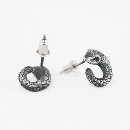 Mythstone 999 Sterling Silver Snake Texture Year Of The Snake Protection Balance Earrings