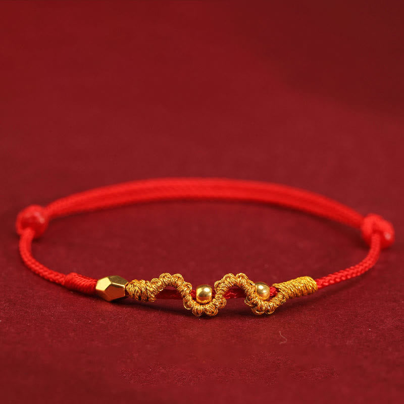 Mythstone 999 Gold Year of the Snake Handmade Luck Strength Braided Bracelet Anklet