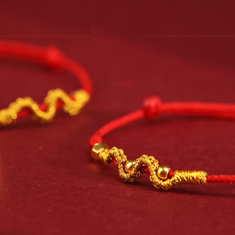 Mythstone 999 Gold Year of the Snake Handmade Luck Strength Braided Bracelet Anklet