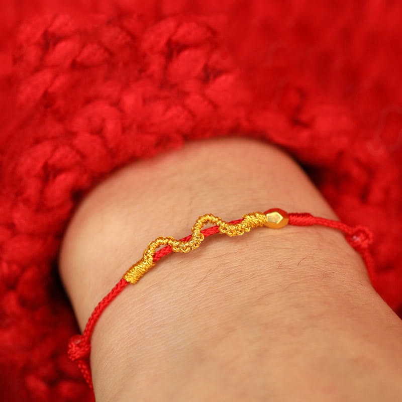 Mythstone 999 Gold Year of the Snake Handmade Luck Strength Braided Bracelet Anklet