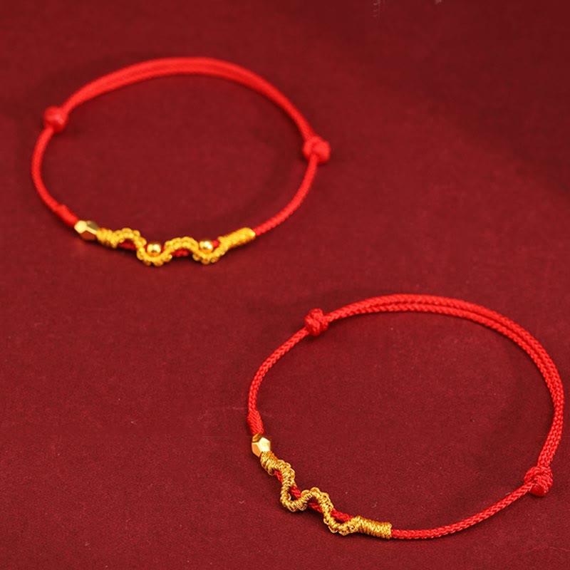 Mythstone 999 Gold Year of the Snake Handmade Luck Strength Braided Bracelet Anklet