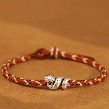 Mythstone 999 Sterling Silver Year of the Snake Handmade Copper Coin Protection Braided Bracelet