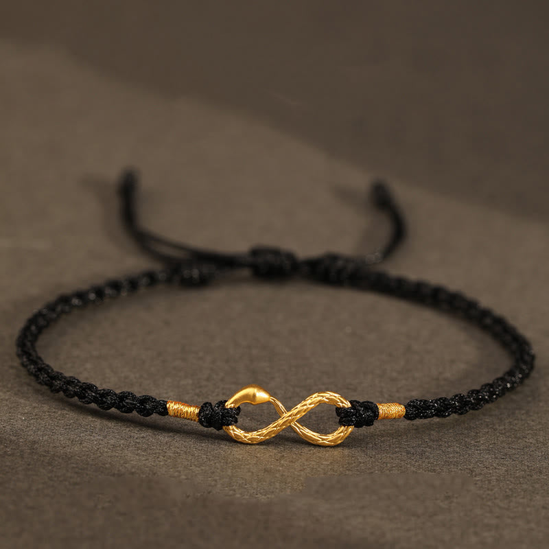 Mythstone 999 Gold Year of the Snake Eternal Endless Knot Infinity Handmade Luck Bracelet