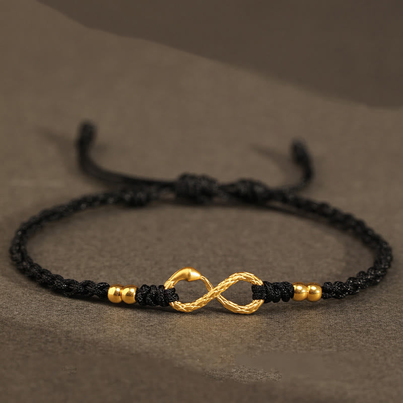 Mythstone 999 Gold Year of the Snake Eternal Endless Knot Infinity Handmade Luck Bracelet