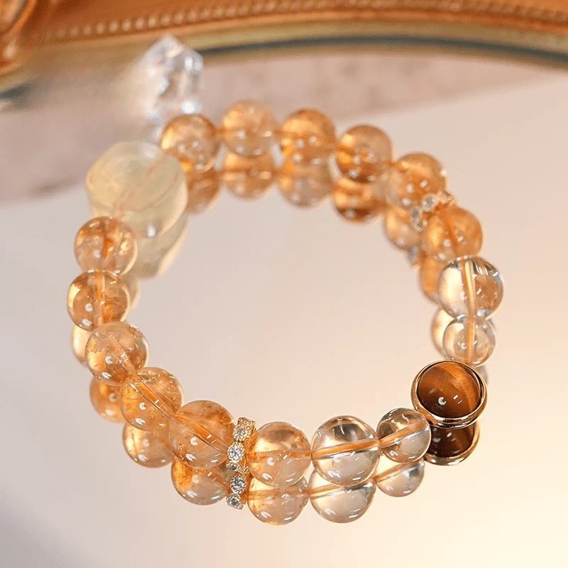 Mythstones Topaz Citrine Tiger Eye Zakiram Goddess of Wealth Bracelet