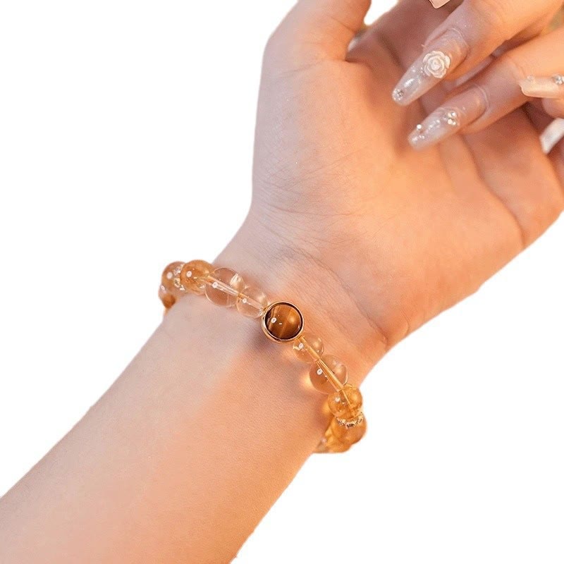 Mythstones Topaz Citrine Tiger Eye Zakiram Goddess of Wealth Bracelet