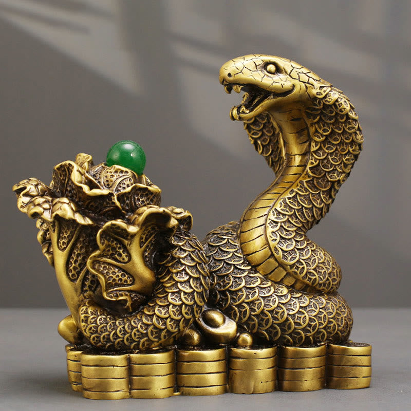 Mythstone Year Of The Snake Copper Coins Ingots Cabbage Brass Statue Home Decoration