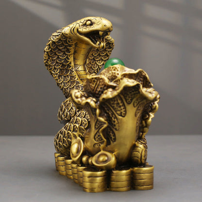 Mythstone Year Of The Snake Copper Coins Ingots Cabbage Brass Statue Home Decoration