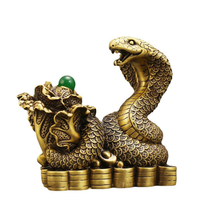 Mythstone Year Of The Snake Copper Coins Ingots Cabbage Brass Statue Home Decoration