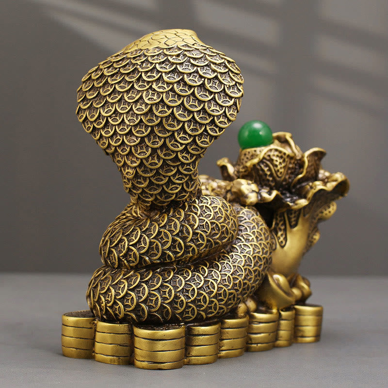 Mythstone Year Of The Snake Copper Coins Ingots Cabbage Brass Statue Home Decoration